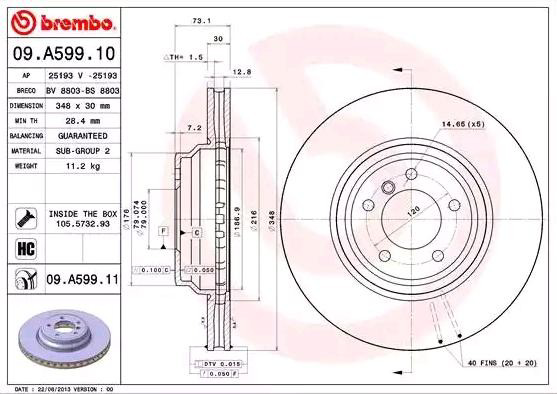 09A59911 Brembo Гальмо дискове переднє