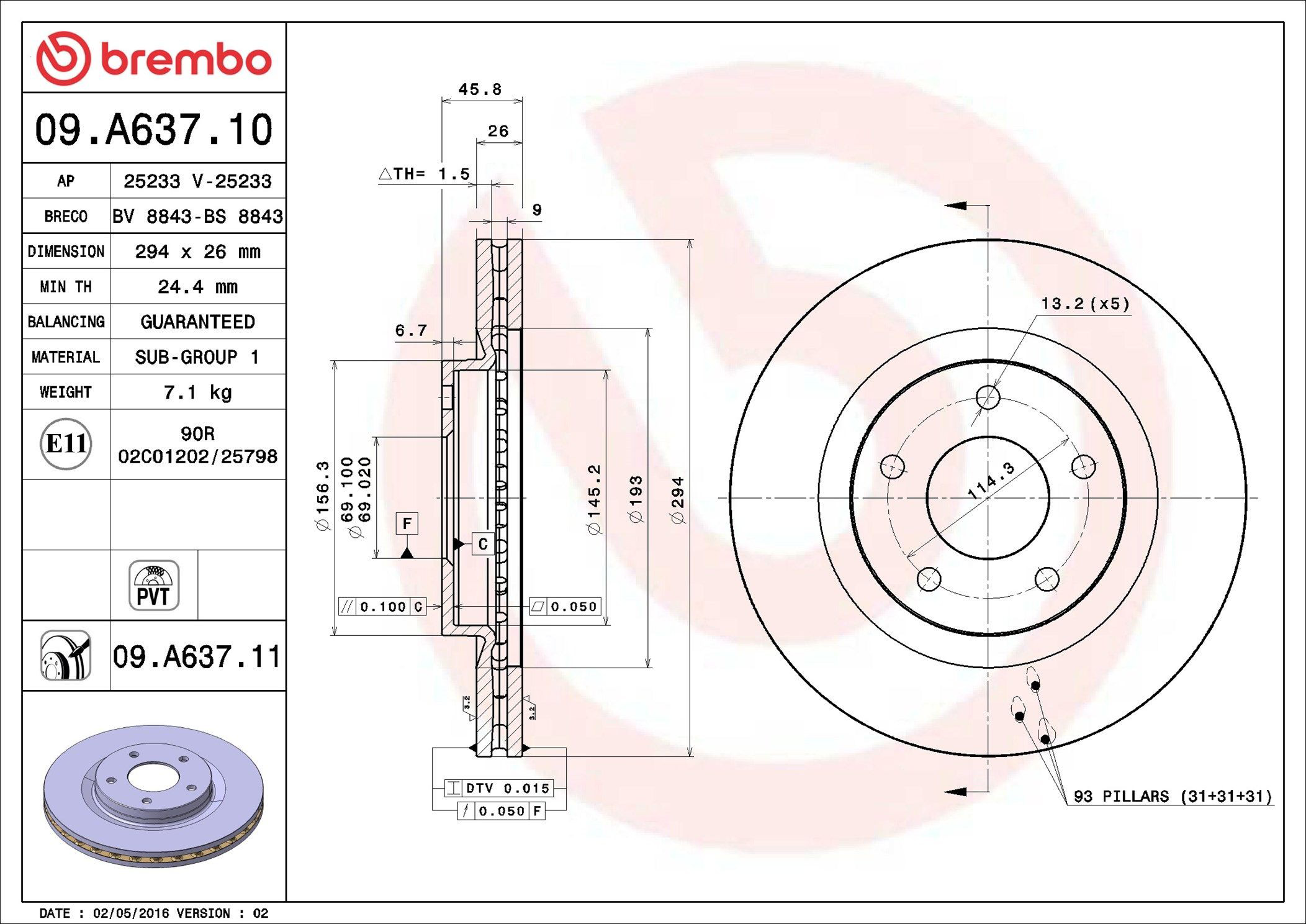 Гальмівні диски передні 09A63710 Brembo