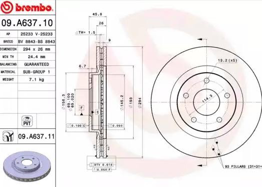 09A63711 Brembo Гальмо дискове переднє