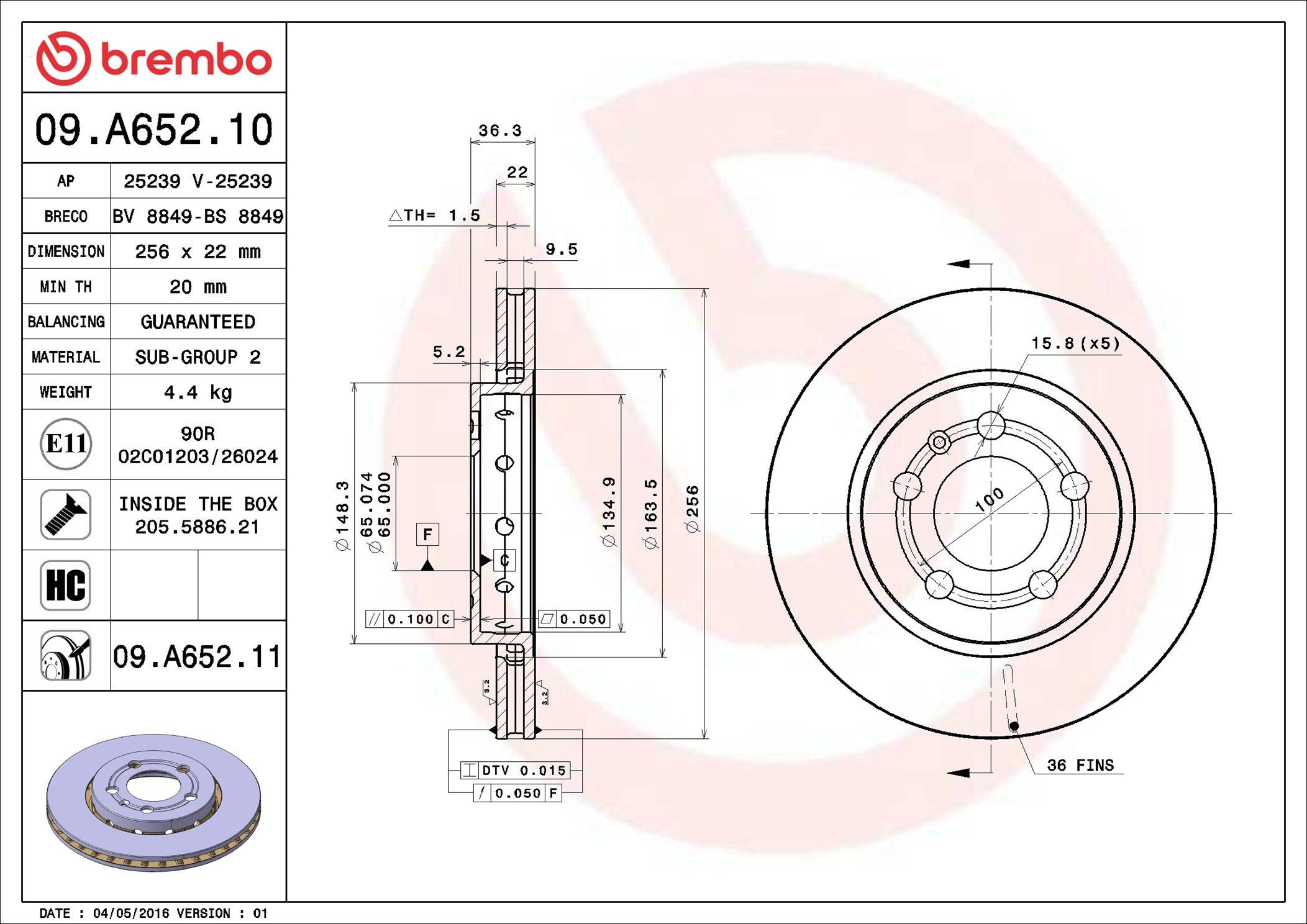 Задні дискові гальма Brembo 09A65211 ціна, від 28.80 USD