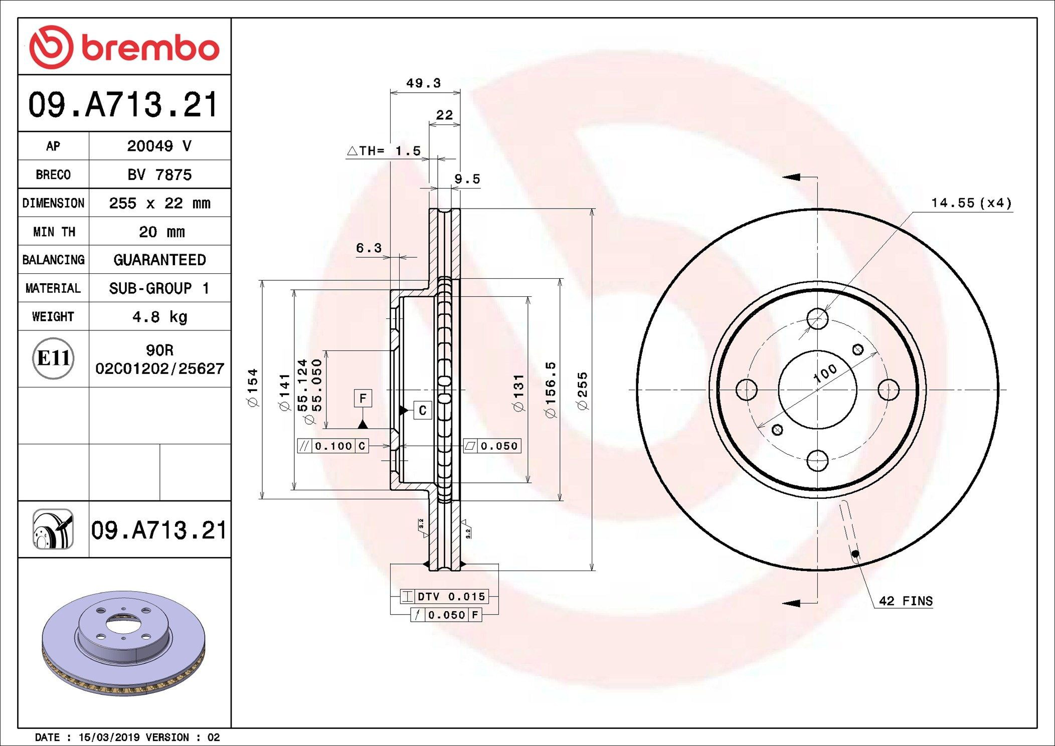 Диск переднього гальма Brembo 09A71321 ціна, від 32.38 USD