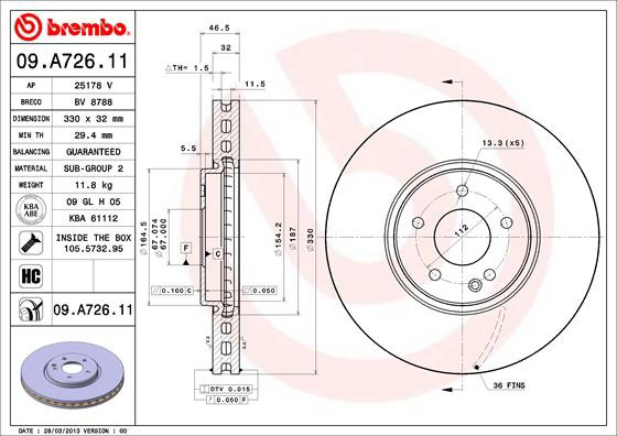 Гальмівні диски передні 09A72611 Brembo