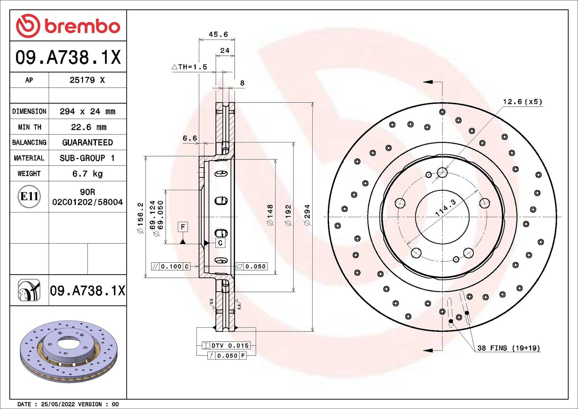 09A7381X Brembo Гальмо дискове переднє