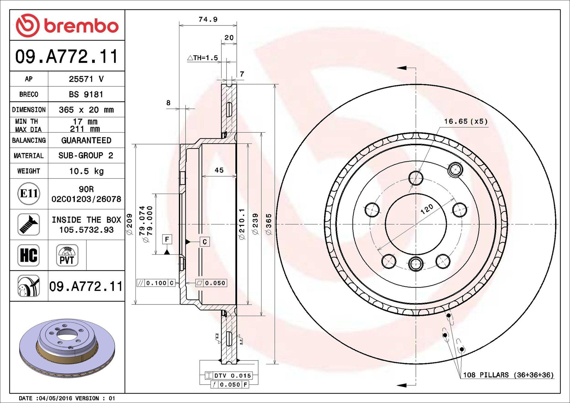 Задні дискові гальма Brembo 09A77211 ціна, від 73.94 USD