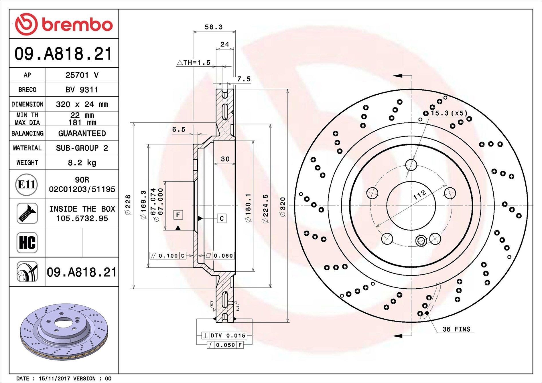 Задні дискові гальма Brembo 09A81821 ціна, від 57.26 USD