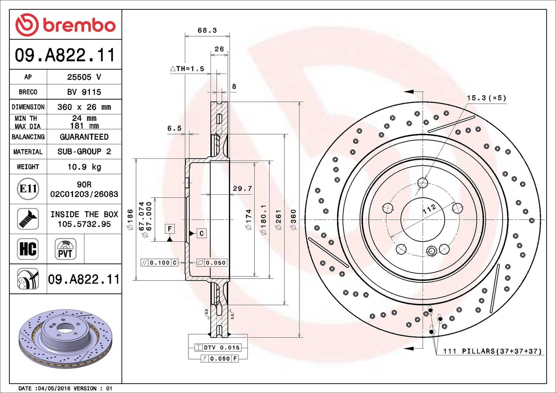 Гальмівні диски 09A82211 Brembo
