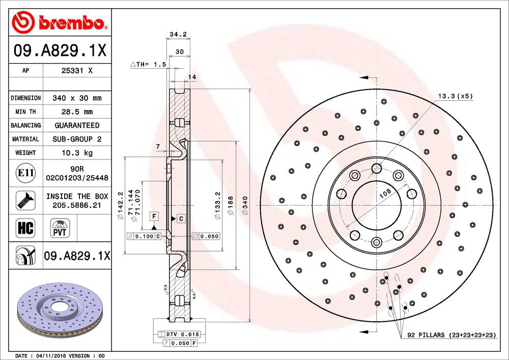 Гальмівні диски передні 09A8291X Brembo