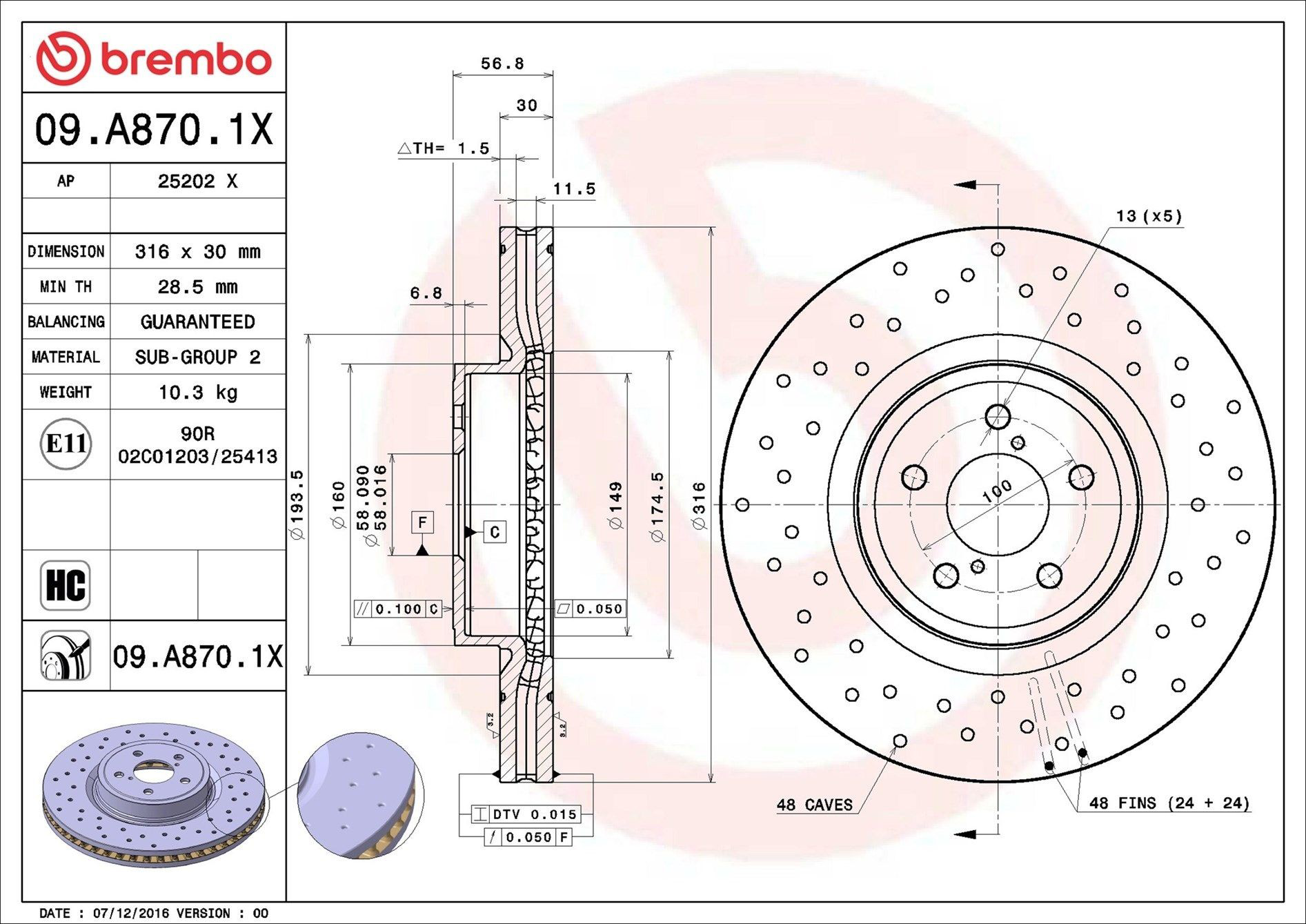 Диск переднього гальма Brembo 09A8701X ціна, від 69.28 USD
