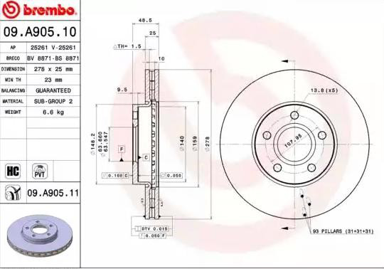 Гальмівні диски передні 09A90511 Brembo