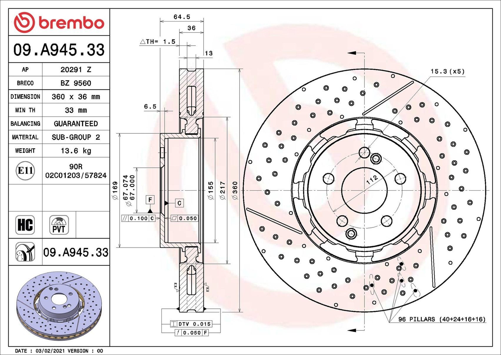 09A94533 Brembo Гальмо дискове переднє