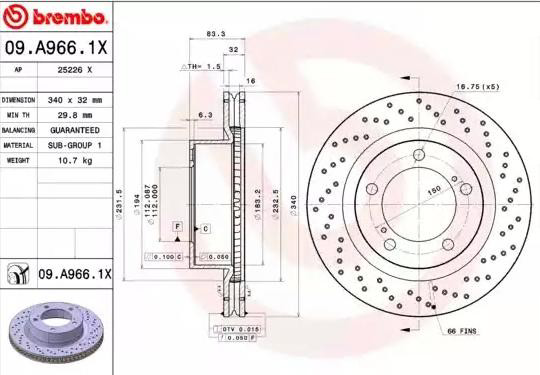 Гальмівні диски передні 09A9661X Brembo