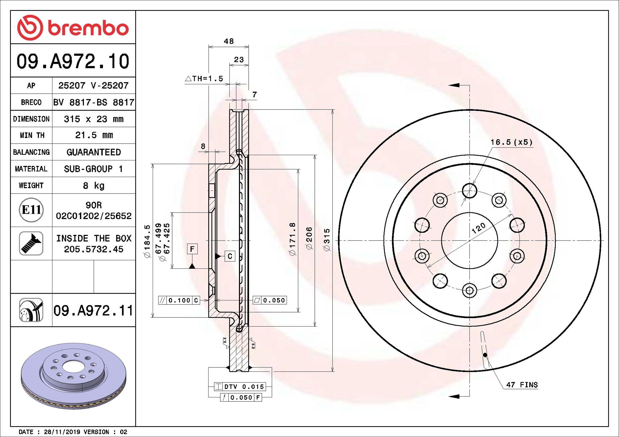 Гальмівні диски 09A97211 Brembo