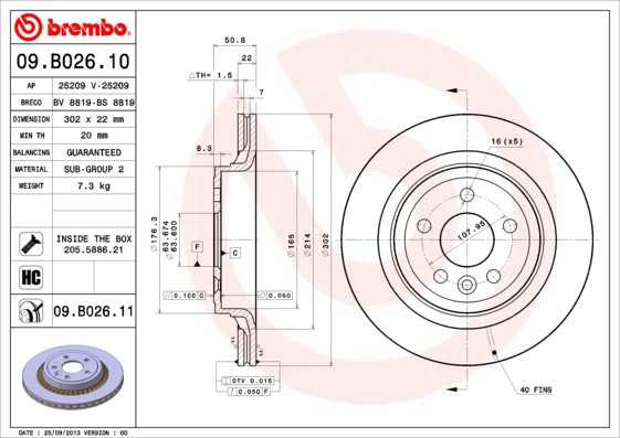 09B02611 Brembo Дискові гальма
