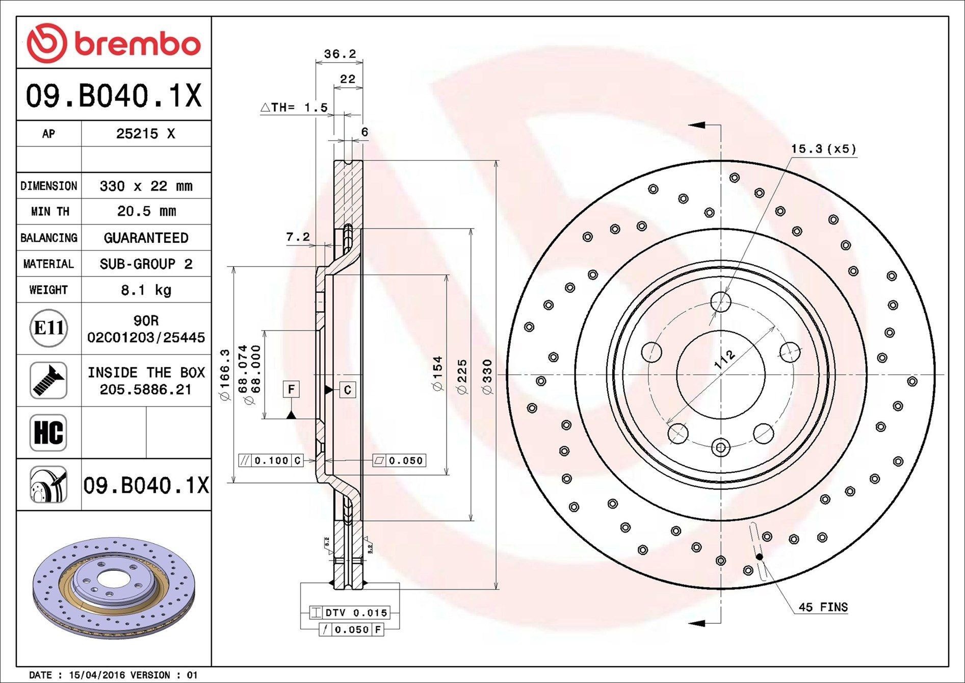 Задні дискові гальма Brembo 09B0401X ціна, від 64.31 USD