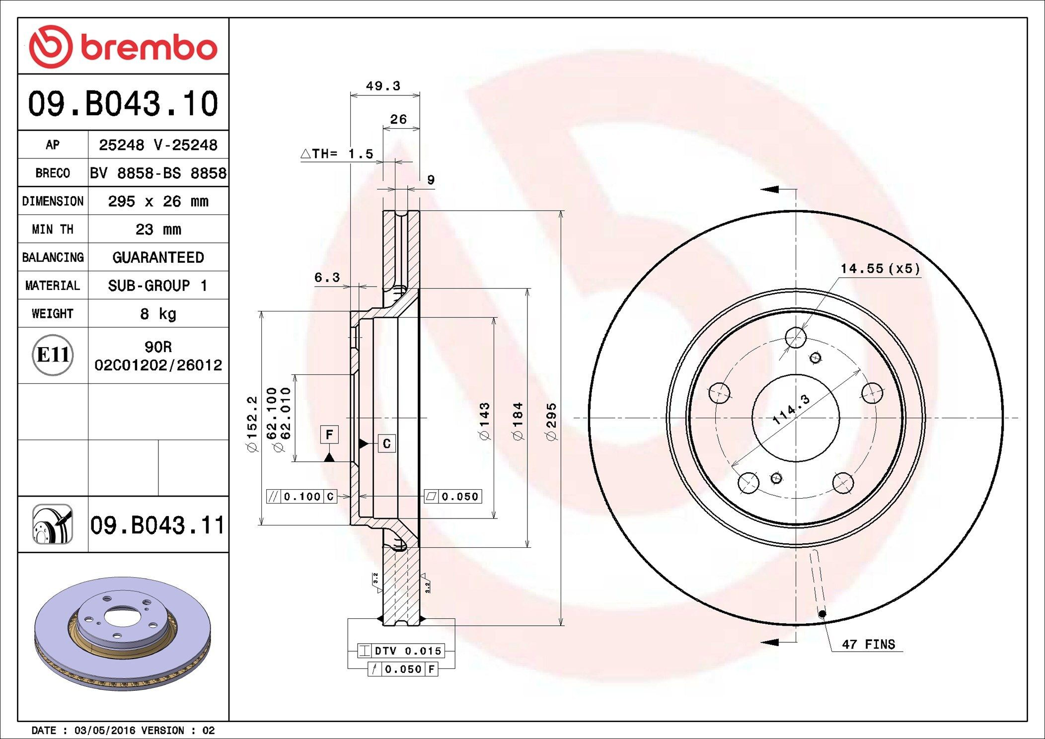 Купити 09B04310 Brembo Ротор гальмівний