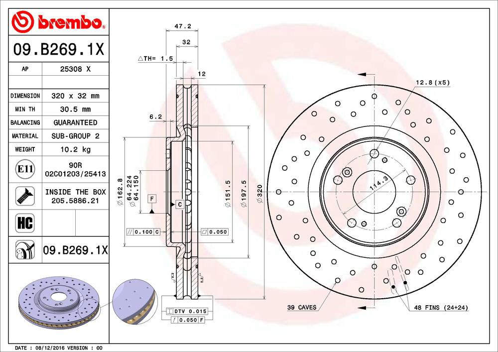 Гальмівні диски передні 09B2691X Brembo