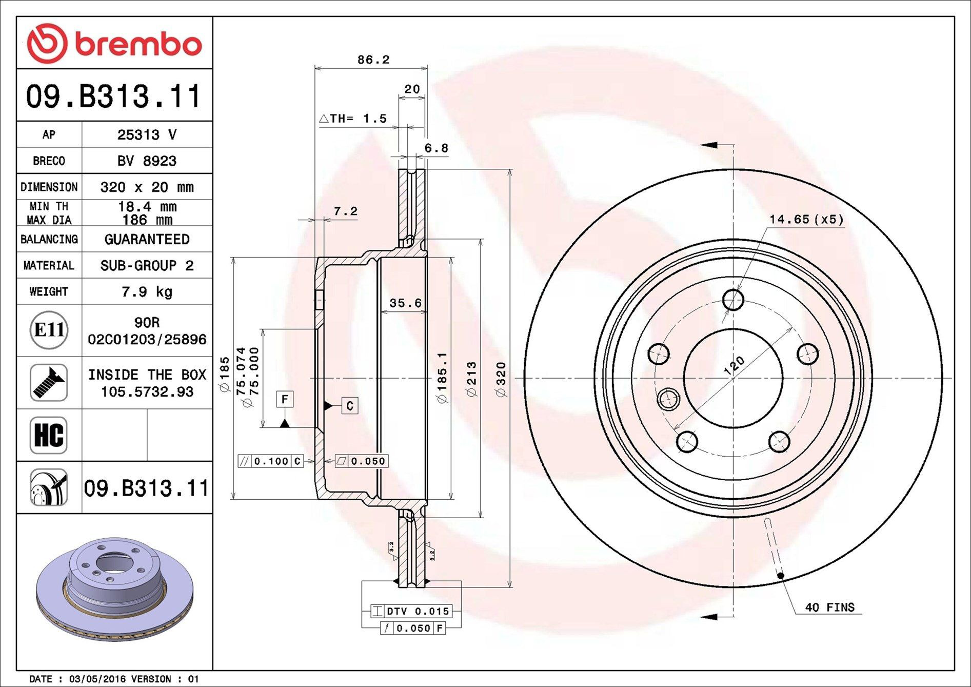 Задні дискові гальма Brembo 09B31311 ціна, від 68.65 USD
