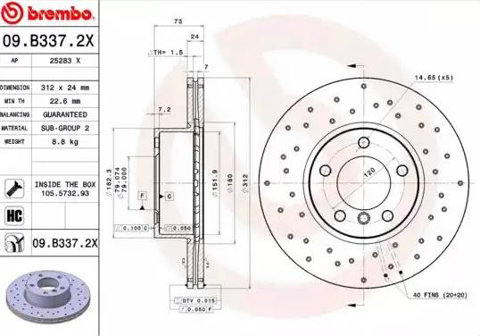 Гальмівні диски передні 09B3372X Brembo