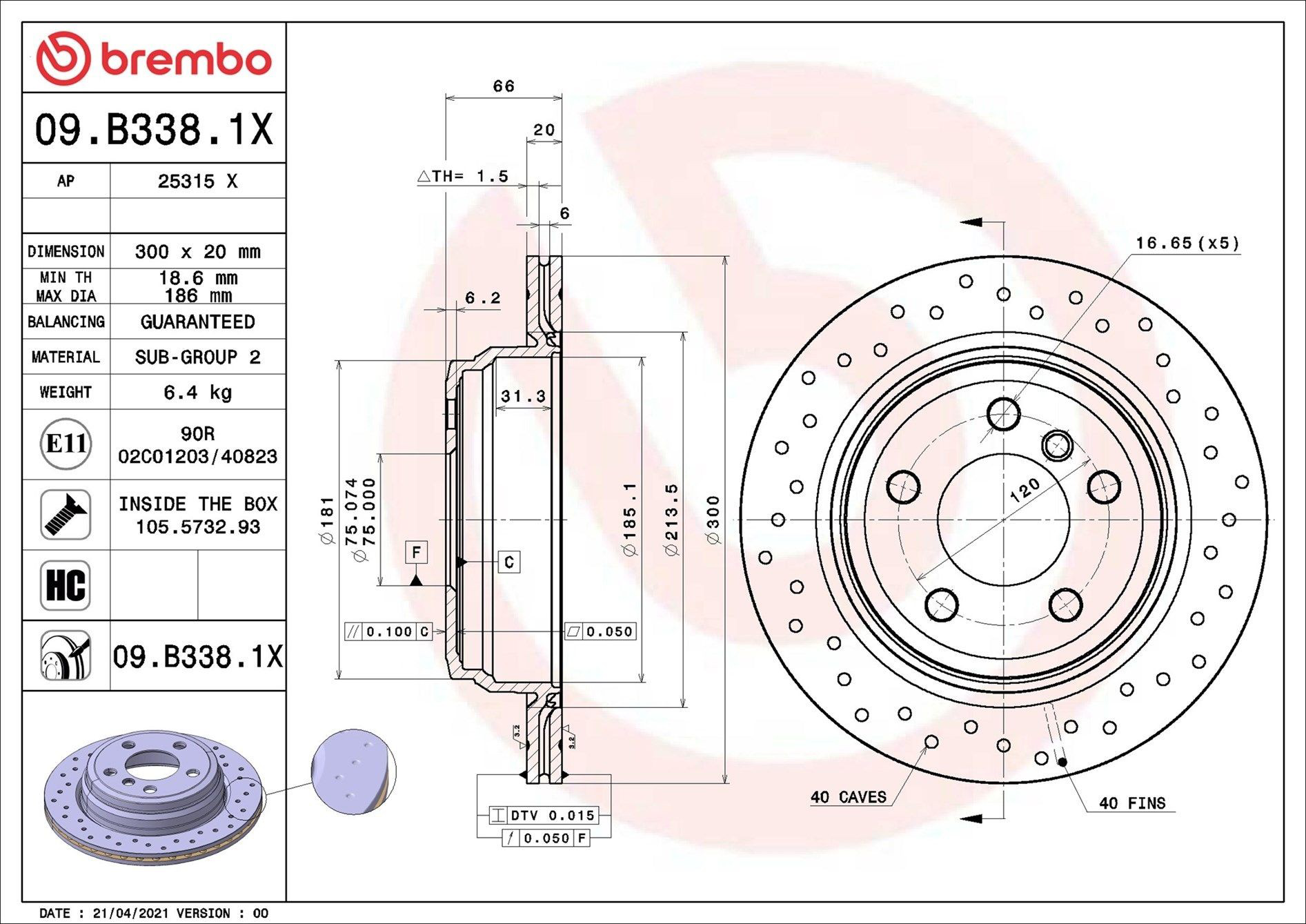 Задні дискові гальма Brembo 09B3381X ціна, від 66.41 USD