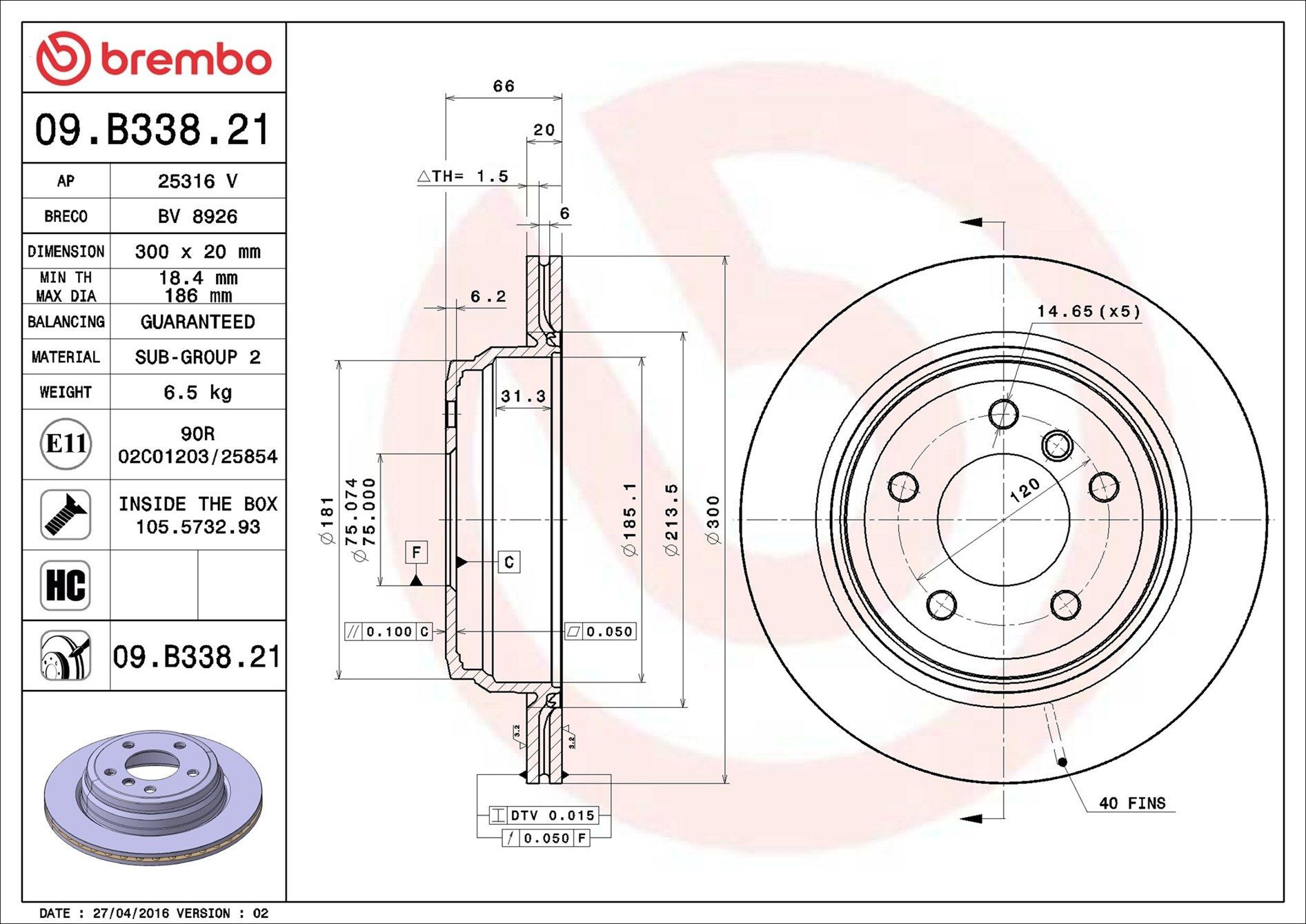 Диск гальмівний задній Brembo 09B33821