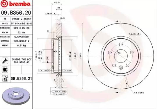 Диск гальмівний передній Brembo 09B35621