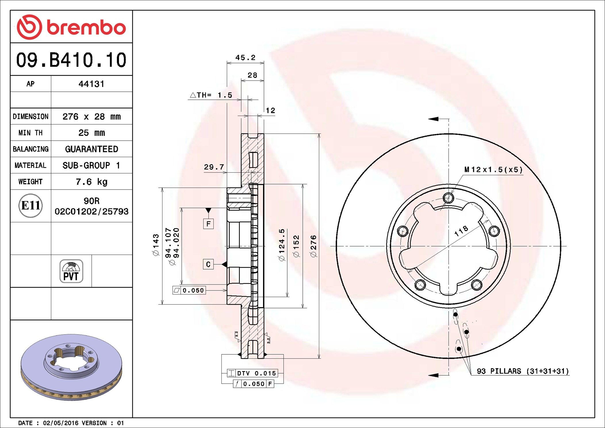 Диск переднього гальма Brembo 09B41010 ціна, від 67.33 USD
