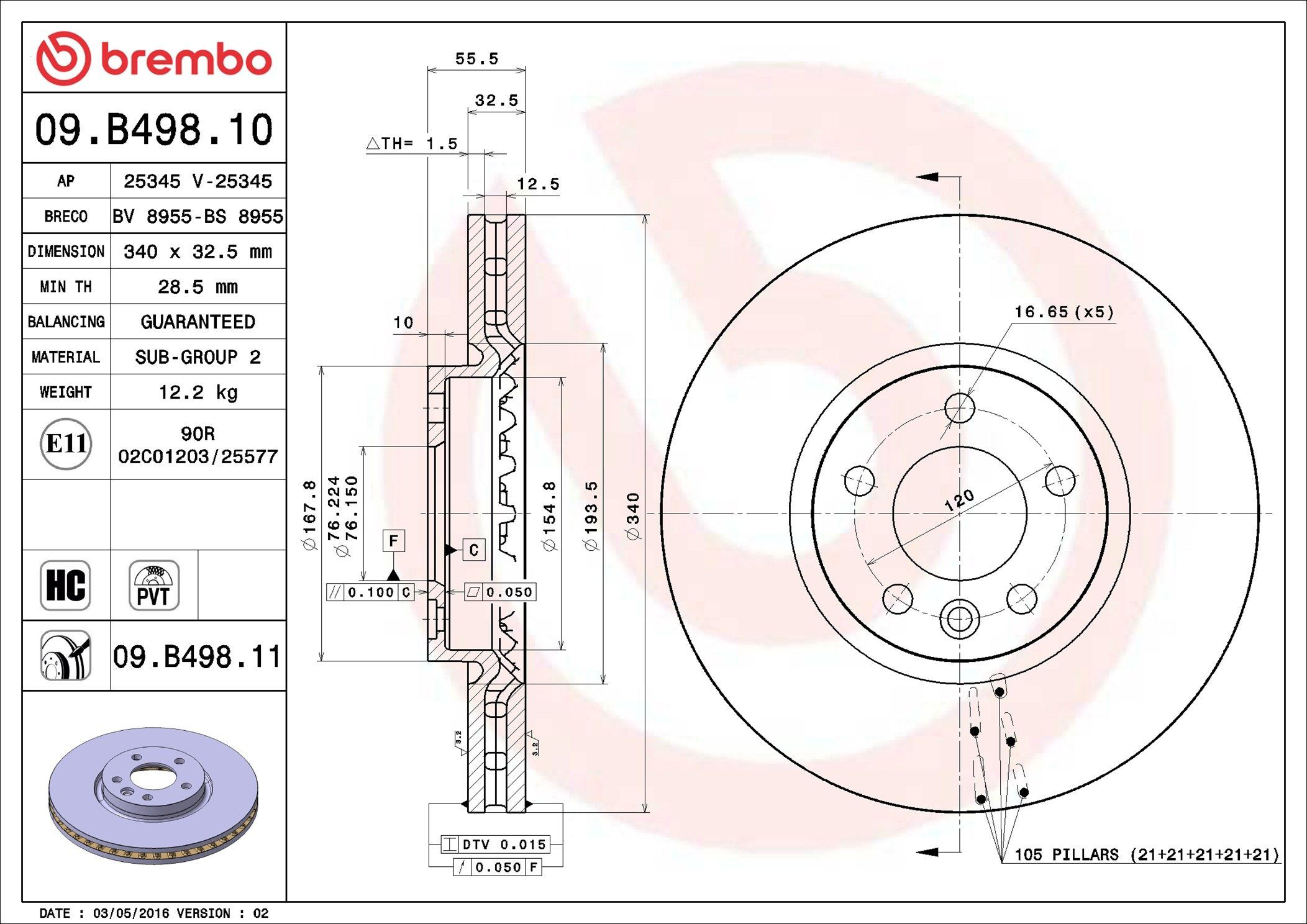 Диск переднього гальма Brembo 09B49810 ціна, від 96.24 USD