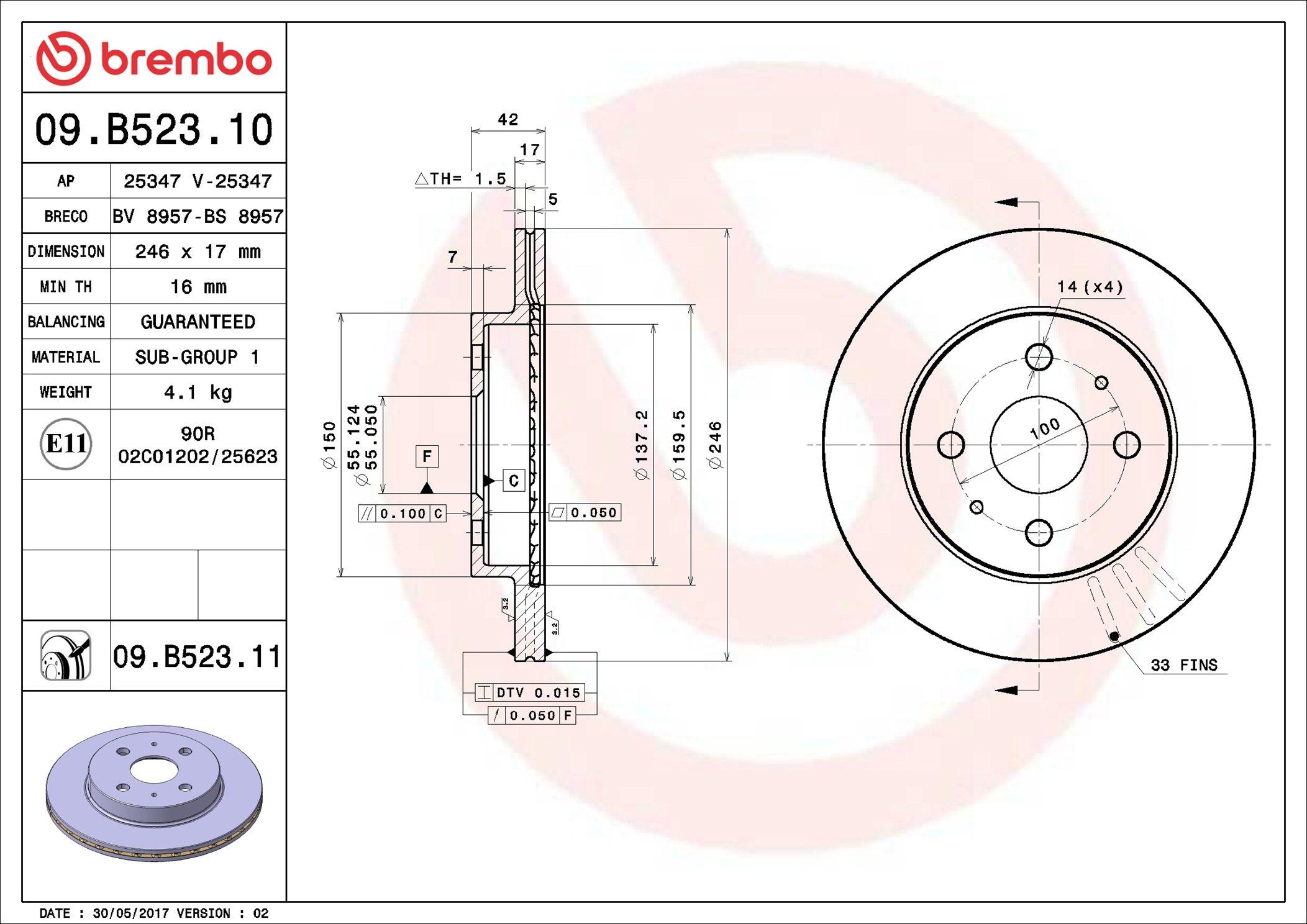 Диск переднього гальма Brembo 09B52310 ціна, від 34.83 USD