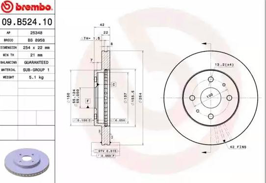 Купити 09B52410 Brembo Ротор гальмівний