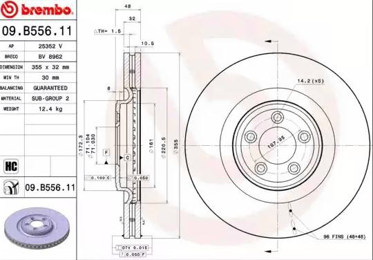 Диск гальмівний передній Brembo 09B55611