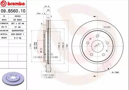 Гальмівні диски передні 09B56010 Brembo