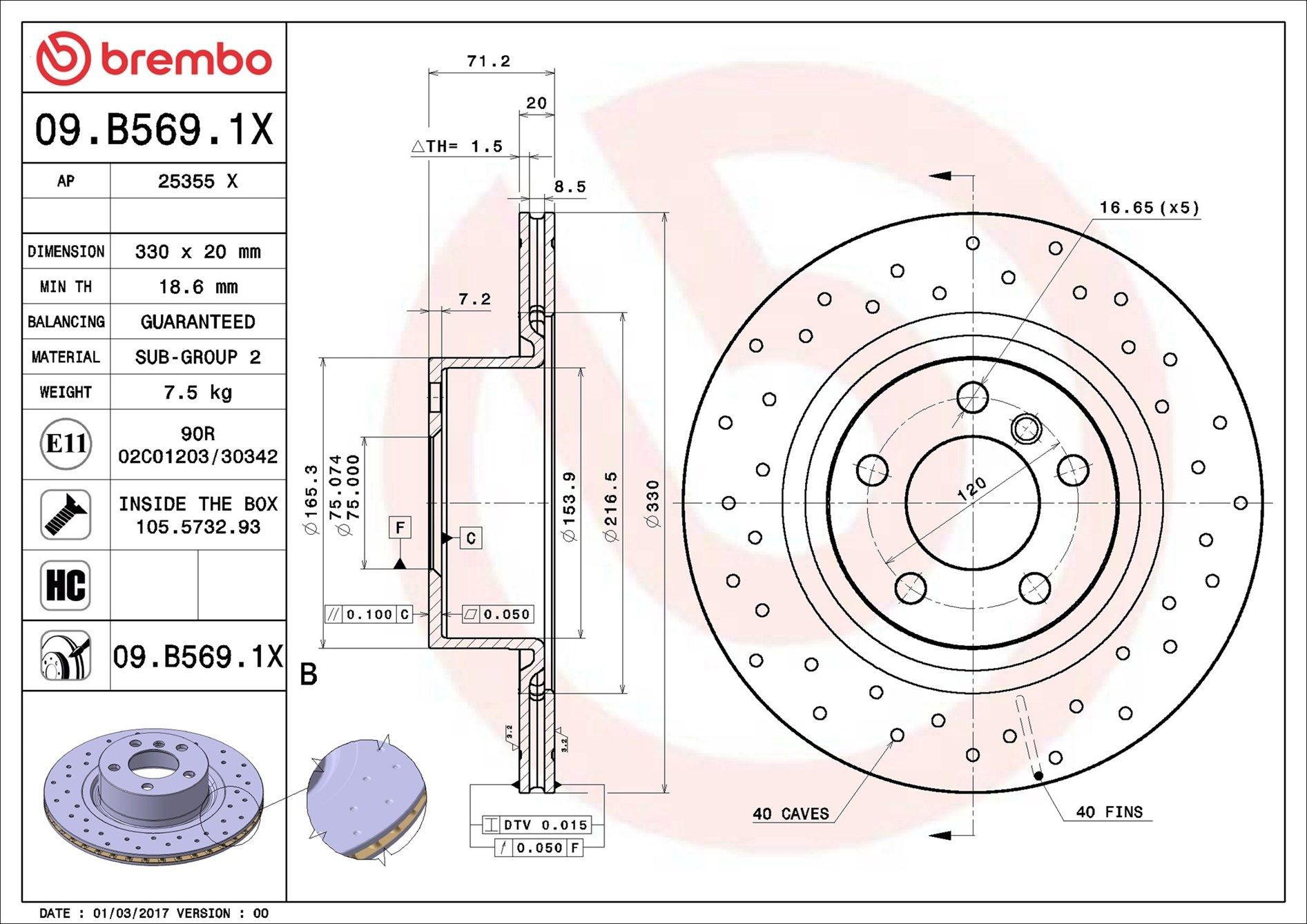 09B5691X Brembo Дискові гальма