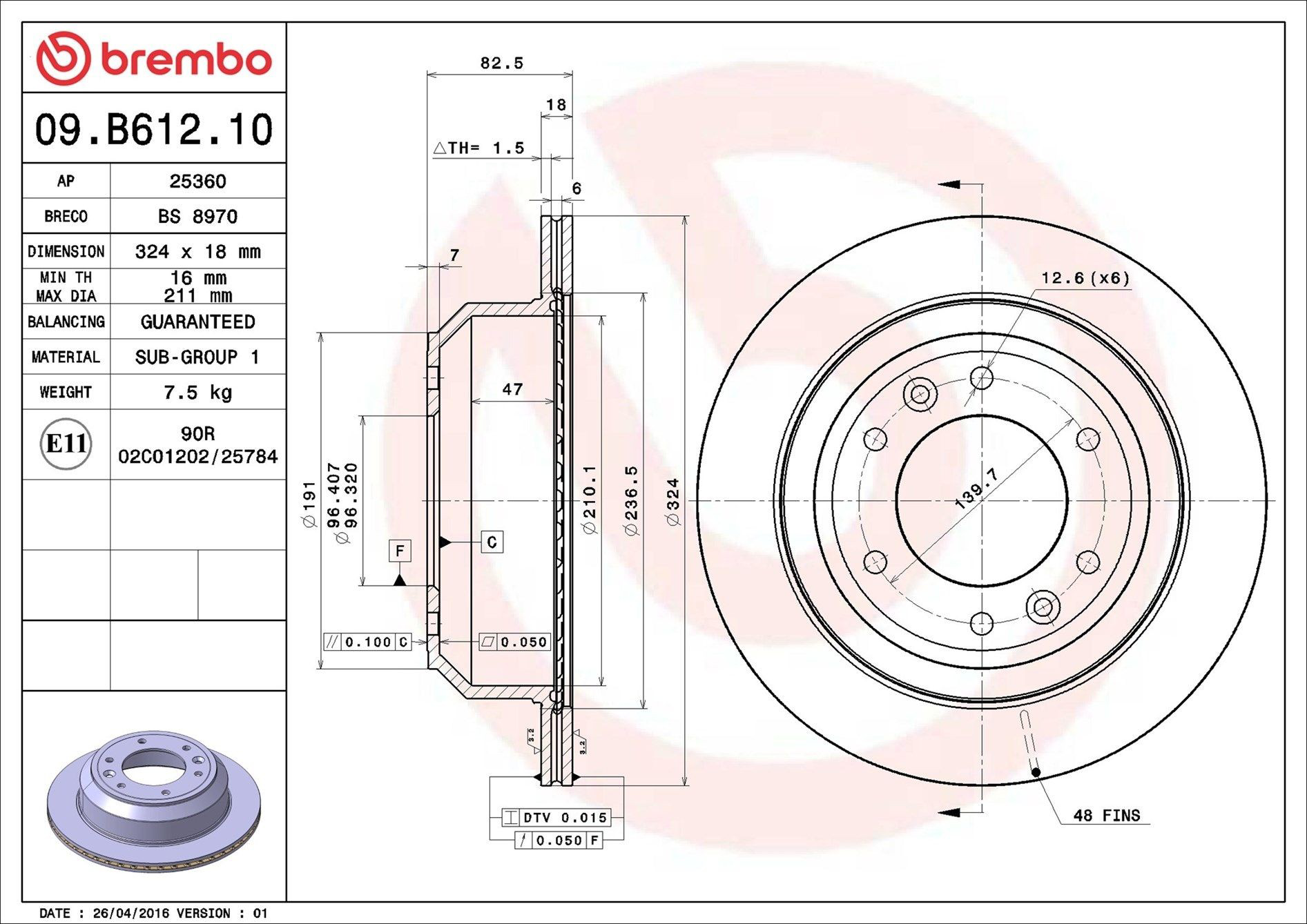 Задні дискові гальма Brembo 09B61210 ціна, від 74.80 USD