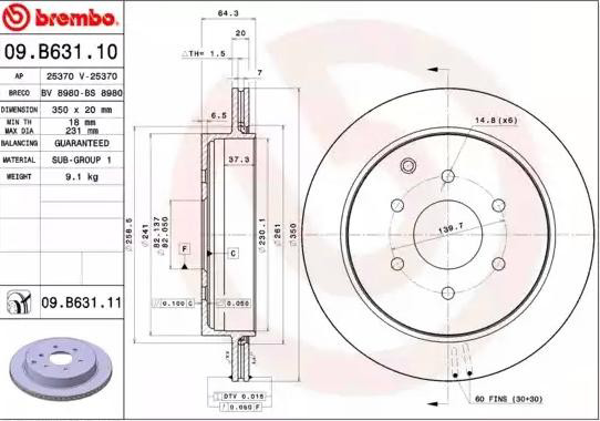 Гальмівні диски 09B63111 Brembo