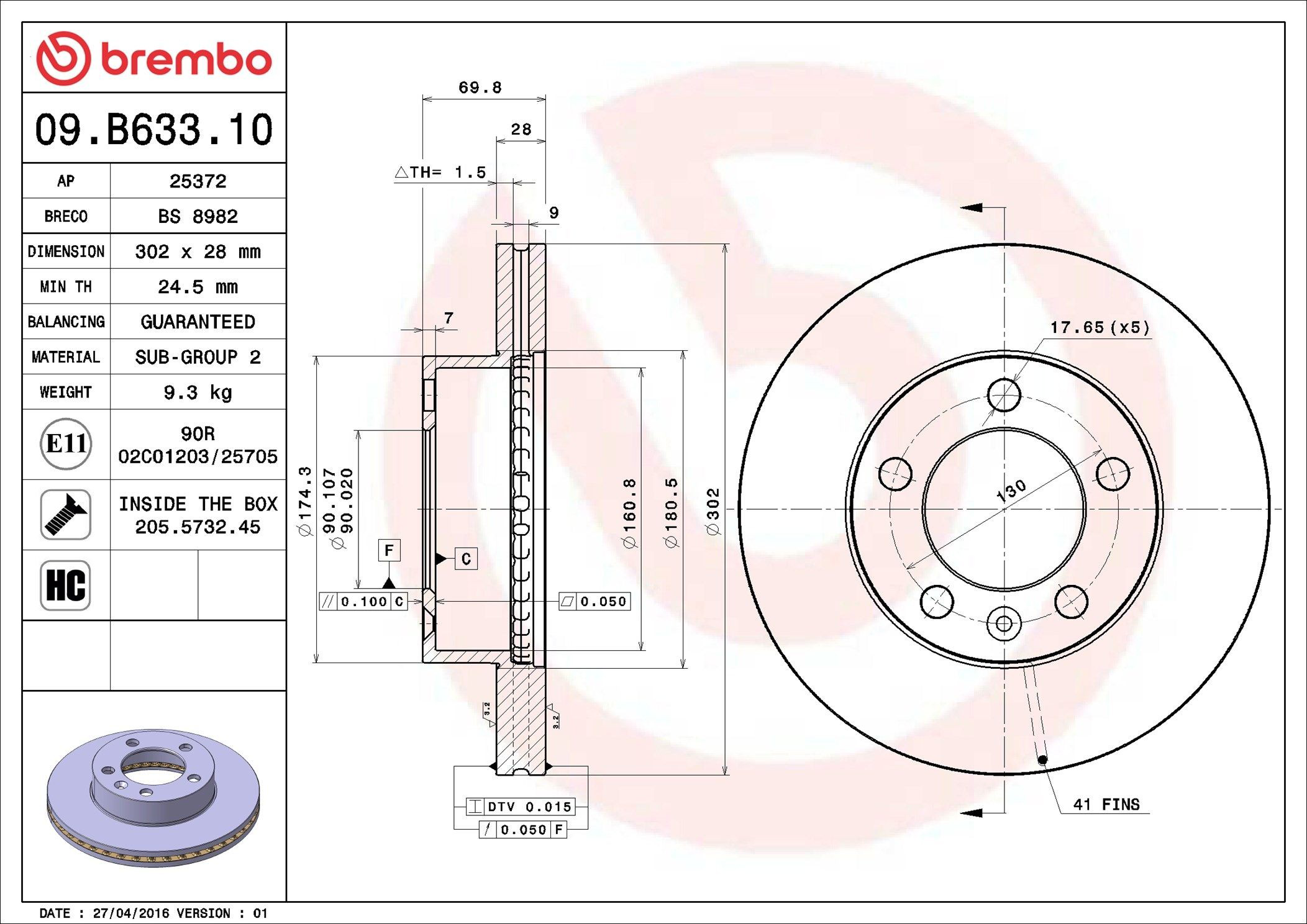 Купити 09B63310 Brembo Ротор гальмівний
