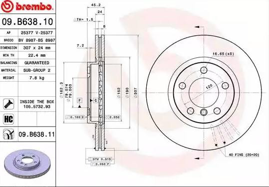 Гальмівні диски передні 09B63811 Brembo