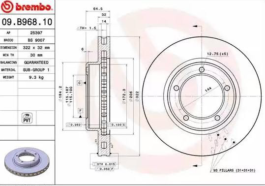 Гальмівні диски передні 09B96811 Brembo