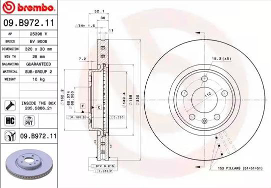 09B97211 Brembo Гальмо дискове переднє