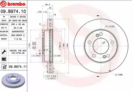 Гальмівні диски передні 09B97411 Brembo