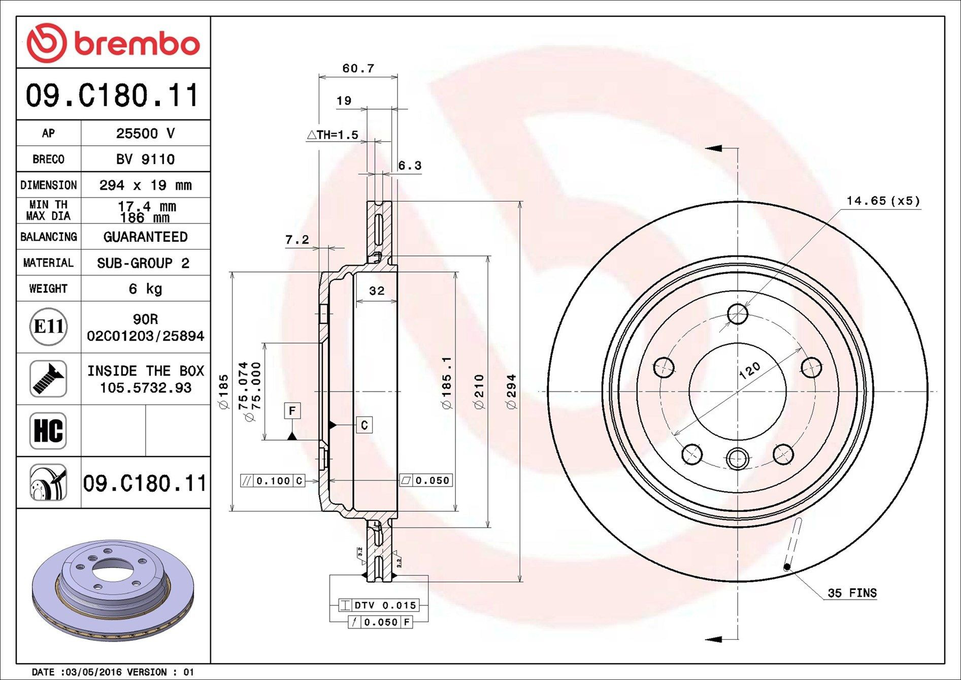 Задні дискові гальма Brembo 09C18011 ціна, від 64.54 USD