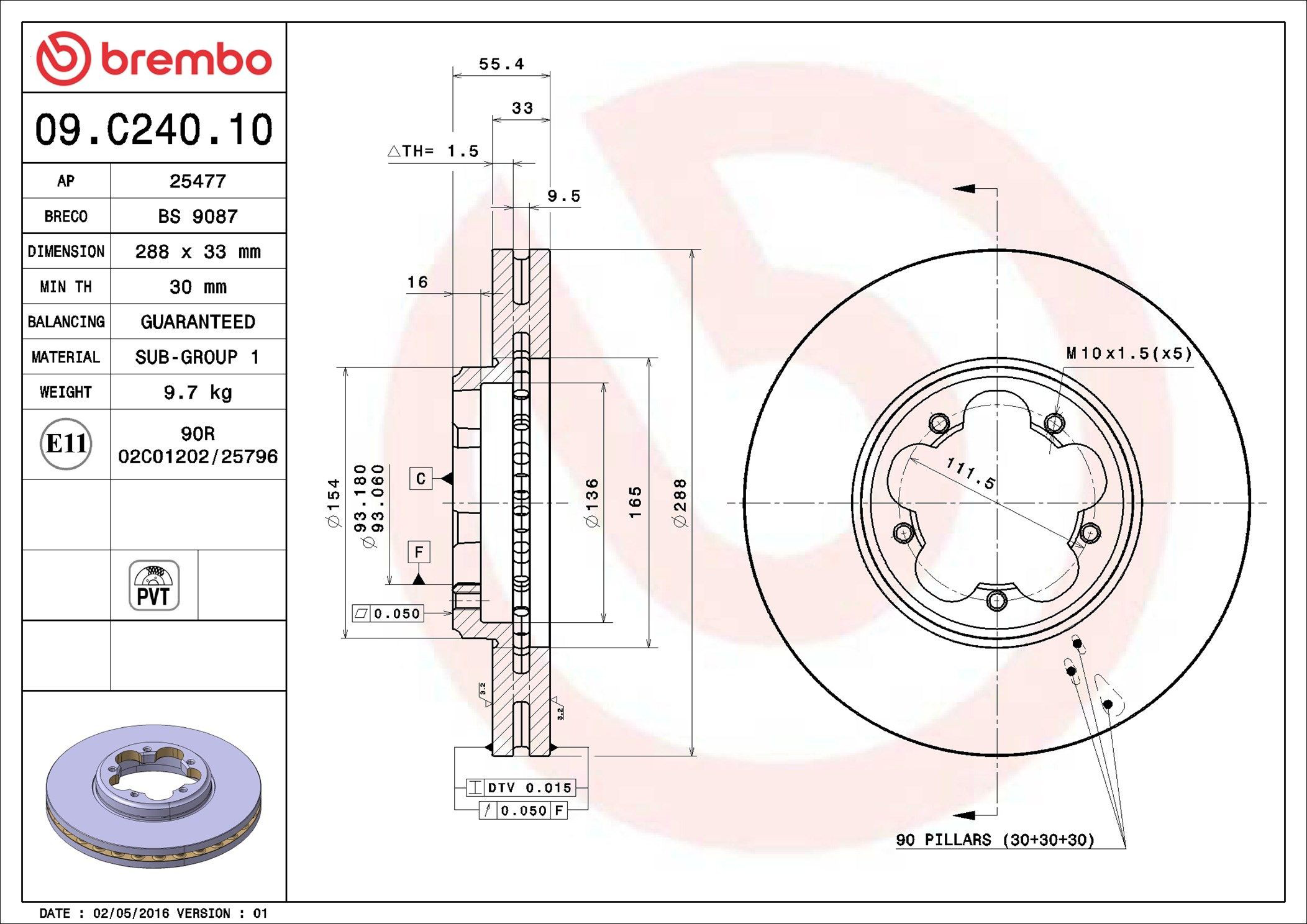 Диск переднього гальма Brembo 09C24010 ціна, від 61.42 USD