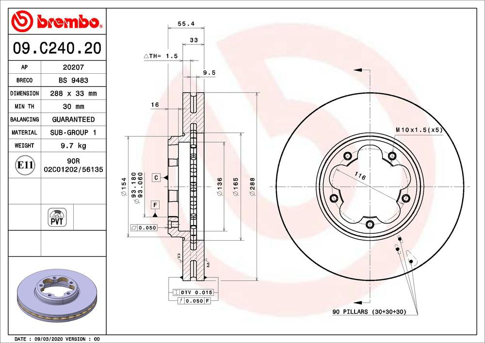 Гальмівні диски передні 09C24020 Brembo