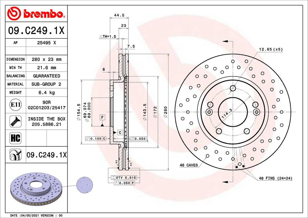 Гальмівні диски передні 09C2491X Brembo
