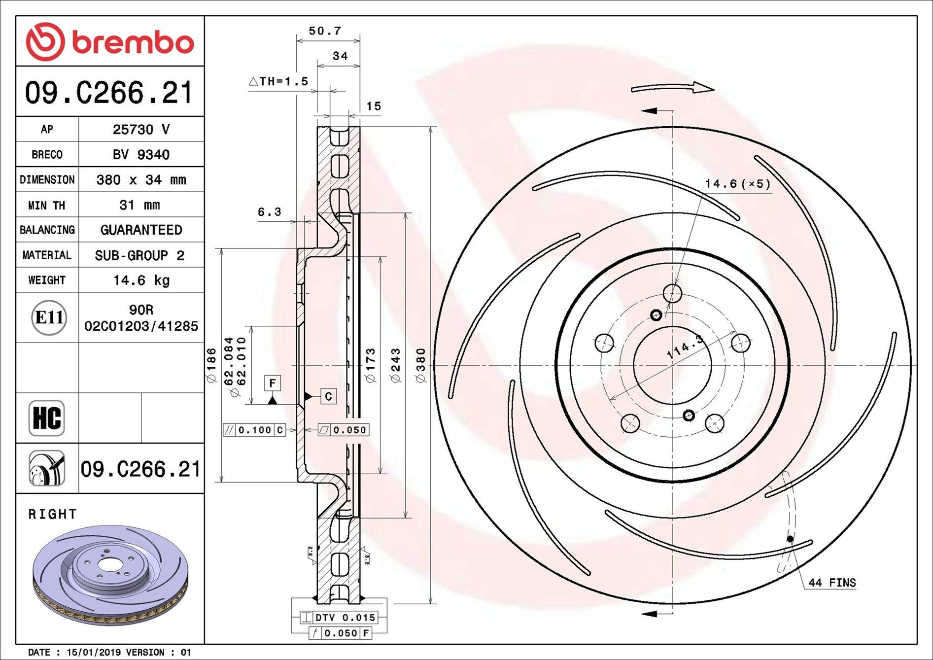 Купити 09C26621 Brembo Ротор гальмівний
