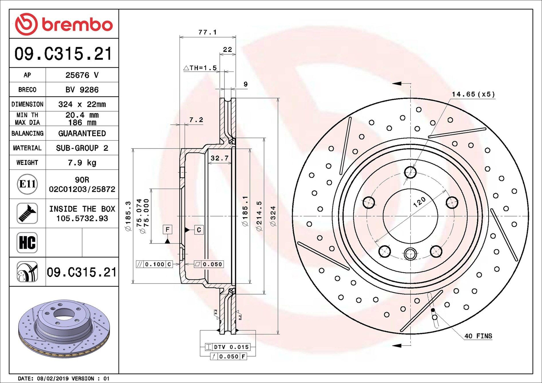 Задні дискові гальма Brembo 09C31521 ціна, від 93.11 USD