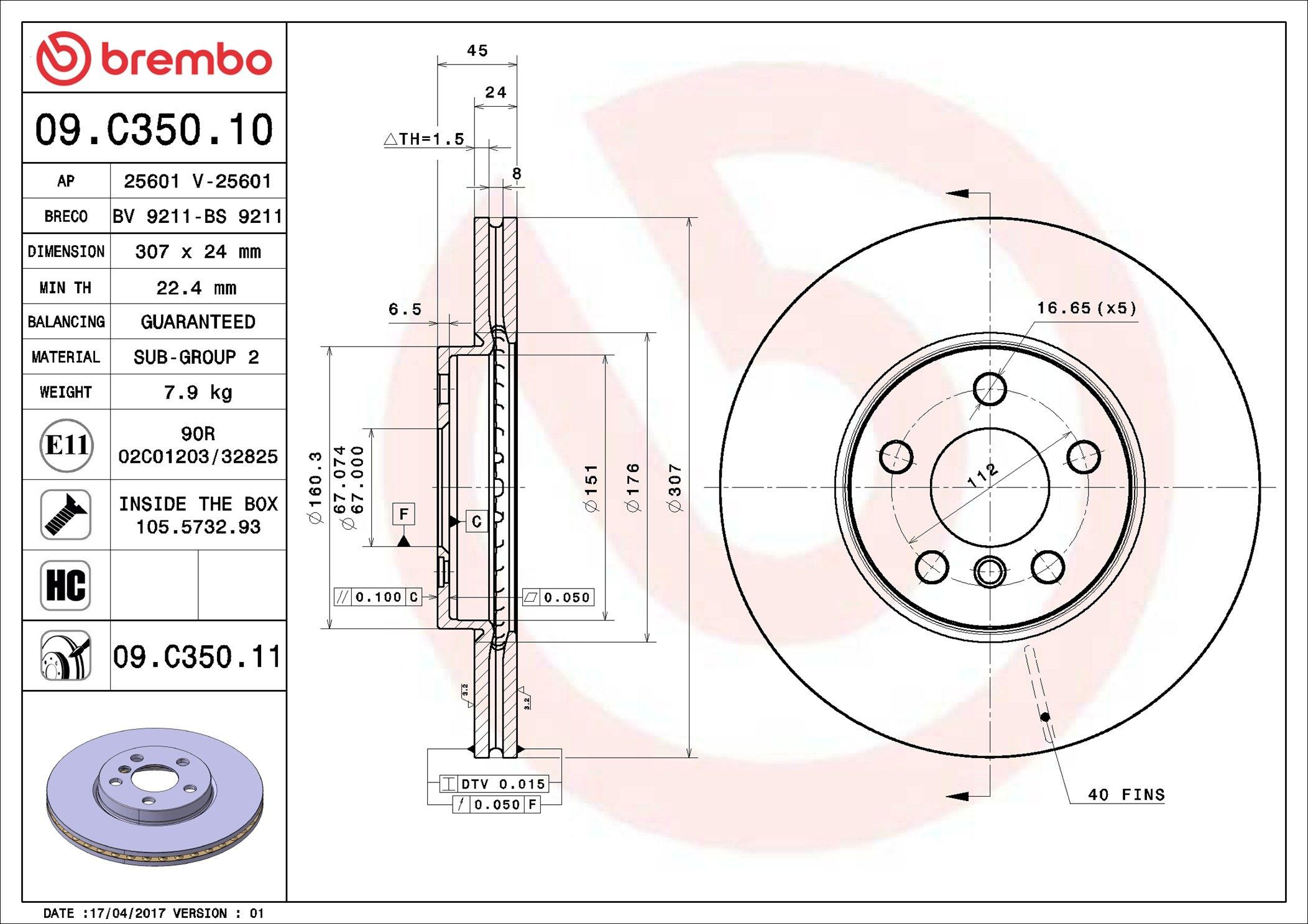 09C35011 Brembo Гальмо дискове переднє