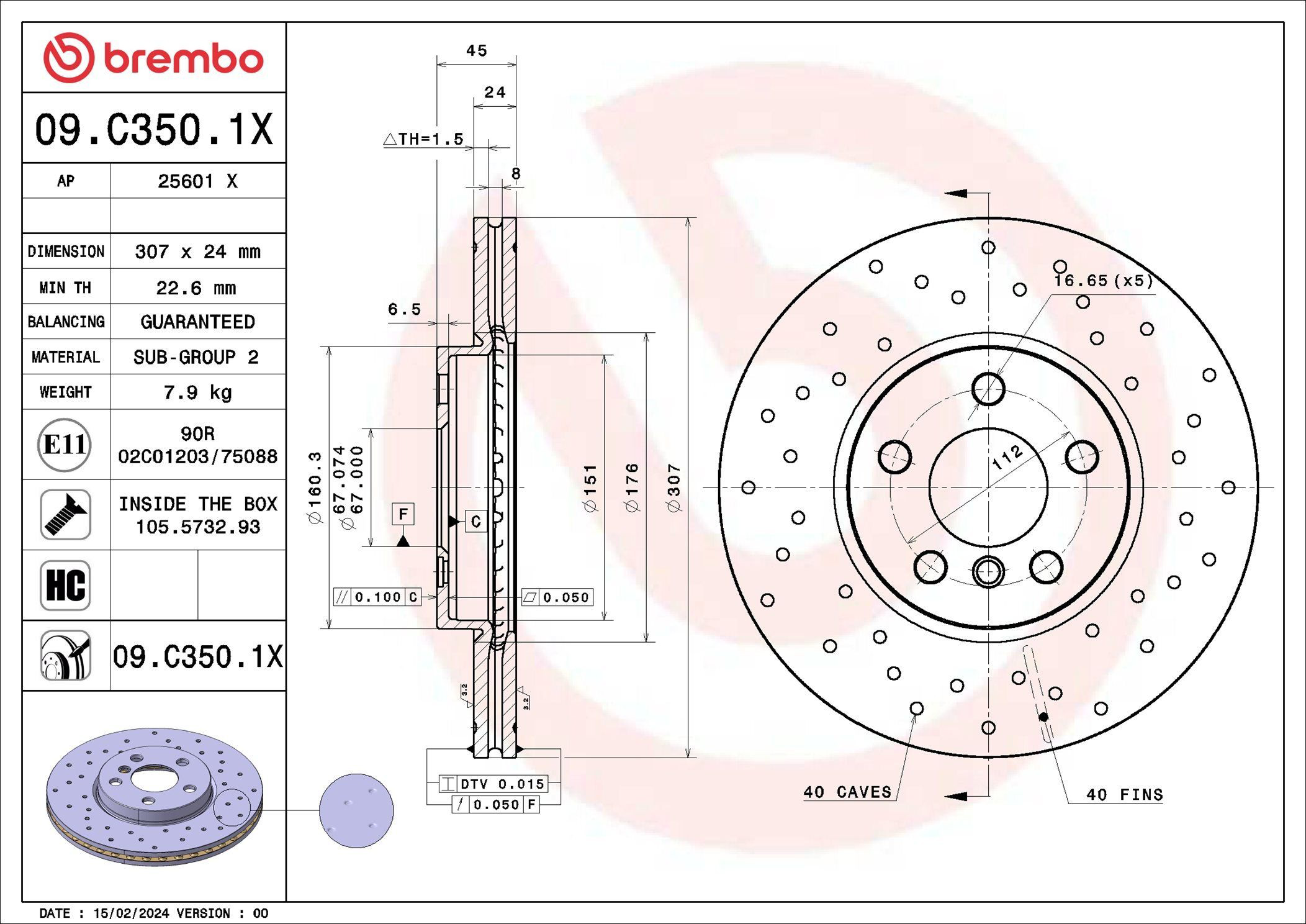09C3501X Brembo Гальмо дискове переднє