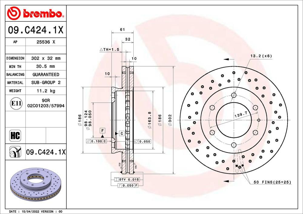 Гальмівні диски передні 09C4241X Brembo
