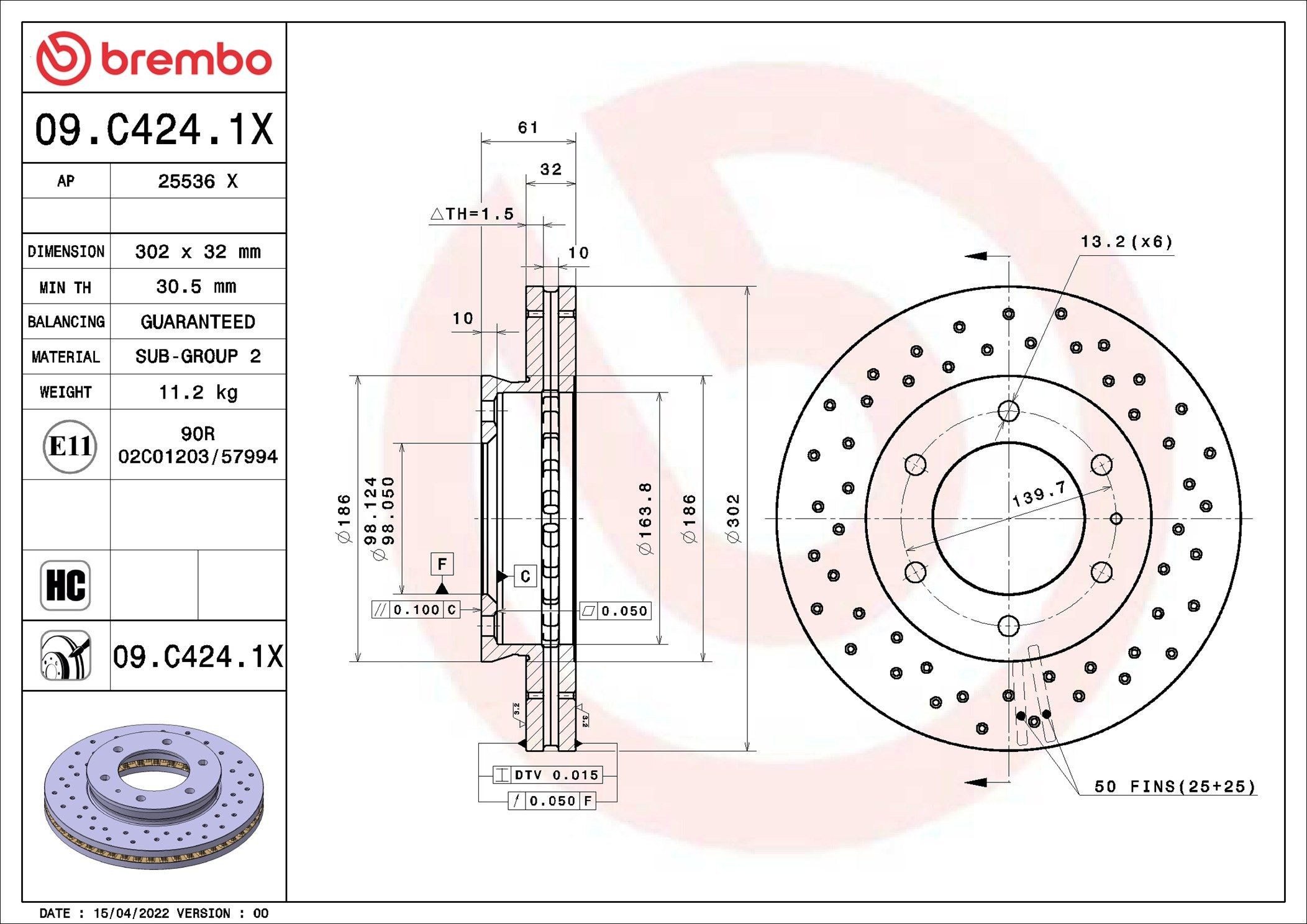 Диск переднього гальма Brembo 09C4241X ціна, від 54.13 USD