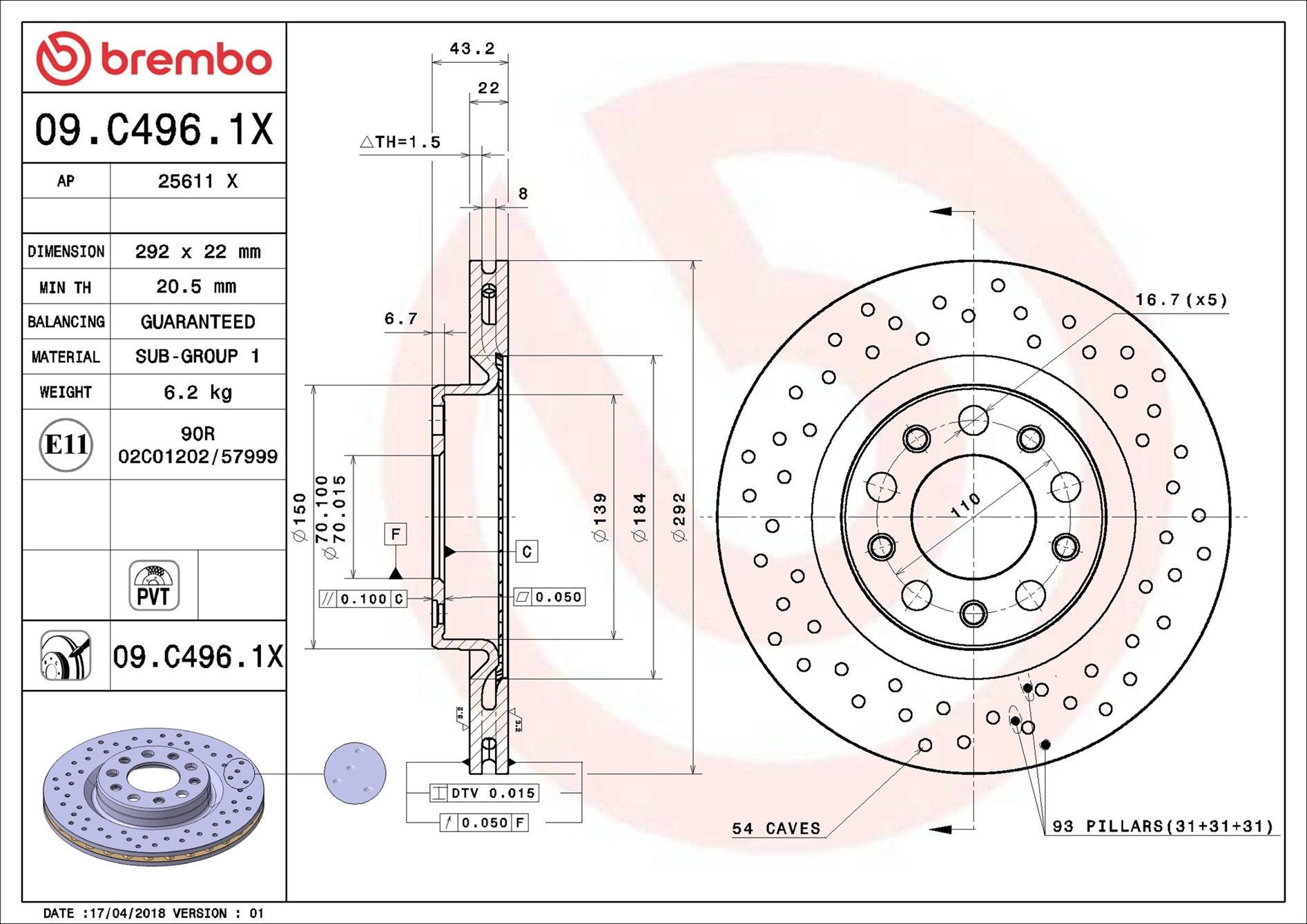 Задні дискові гальма Brembo 09C4961X ціна, від 49.34 USD